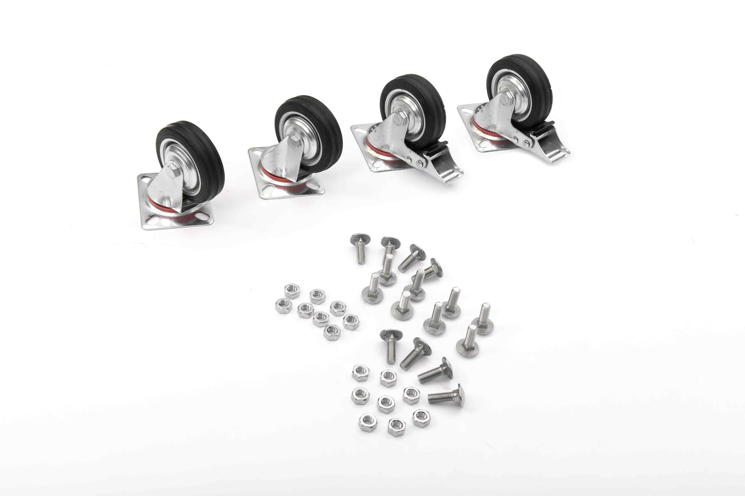 Ruote Gomma 4 Pezzi Cina Set Di 4 Ruote In Gomma Con Cuscinetti 2 Fisse E 2 Girevoli Diametro 5 Pollici Per 811599 - Foto 2